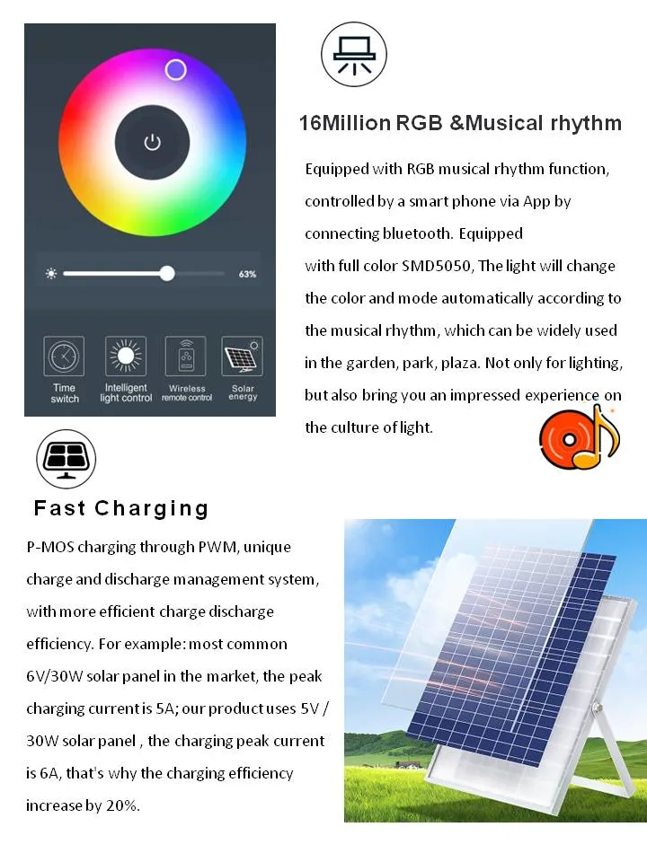 CE RoHS Remote Control Smart Outdoor Lighting IP67 WiFi Musical Rhythm 500W RGB Solar Lamp LED Flood Lights
