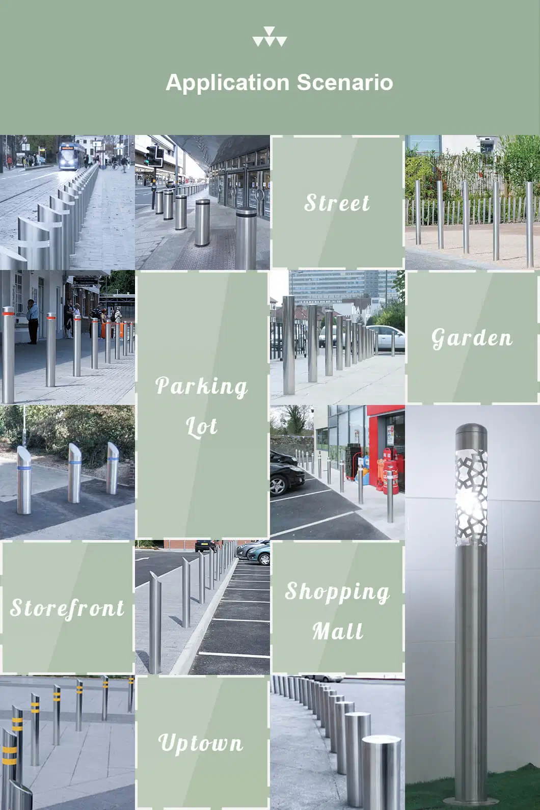 Outdoor 600mm Tall Decorative 304 Stainless Steel LED Bollard for Parking Lot