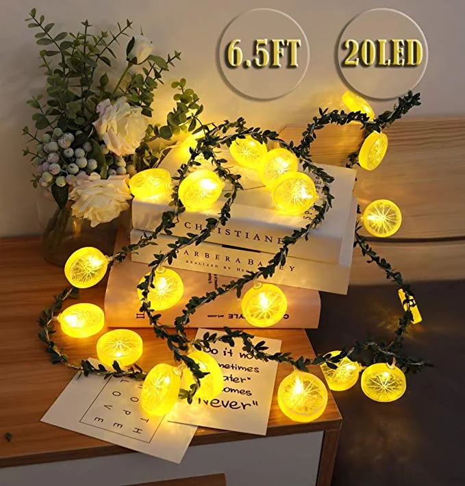 Hkh Novelty Lemon Orange Battery Operated Warm Twinkle Summer Party Garden Home Indoor Fairy String Lights Christmas