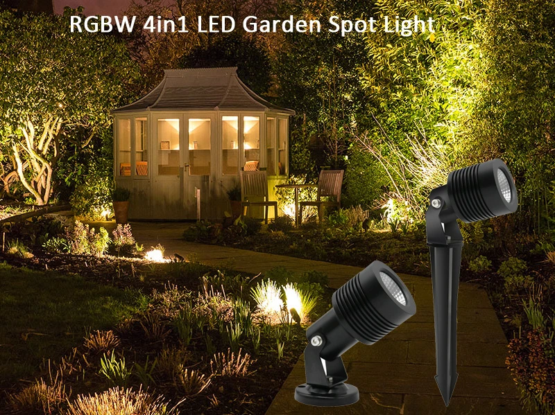10W RGBW 12 Volt Landscape LED Spike Lights for Garden