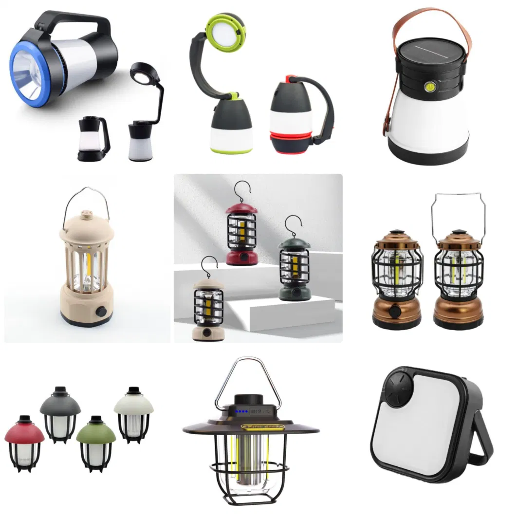 Retro Style Outdoor Decorative SMD LED Lighting Camping Tent Waterproof Hanging Camping Lantern Rechargeable Camping Light with Power Bank for Outdoor
