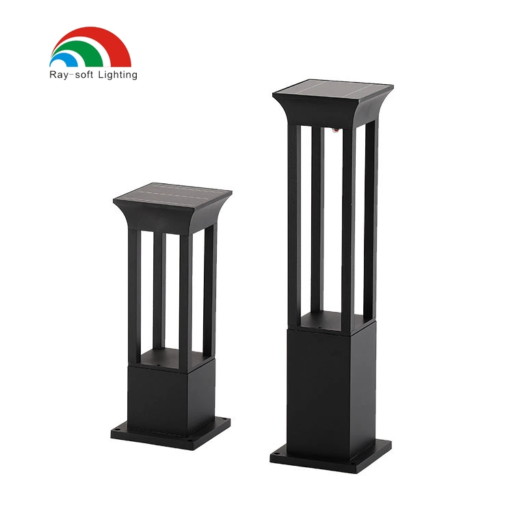 IP65 Waterproof Square Landscape Aluminum Bollard Garden LED Solar Lawn Pillar Lamp