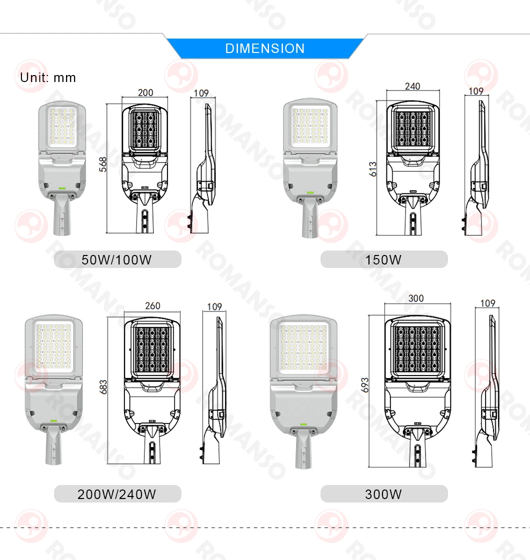 New Model Smart City 60W 13000lm Montion Sensor 150W Street Light for Outskirts