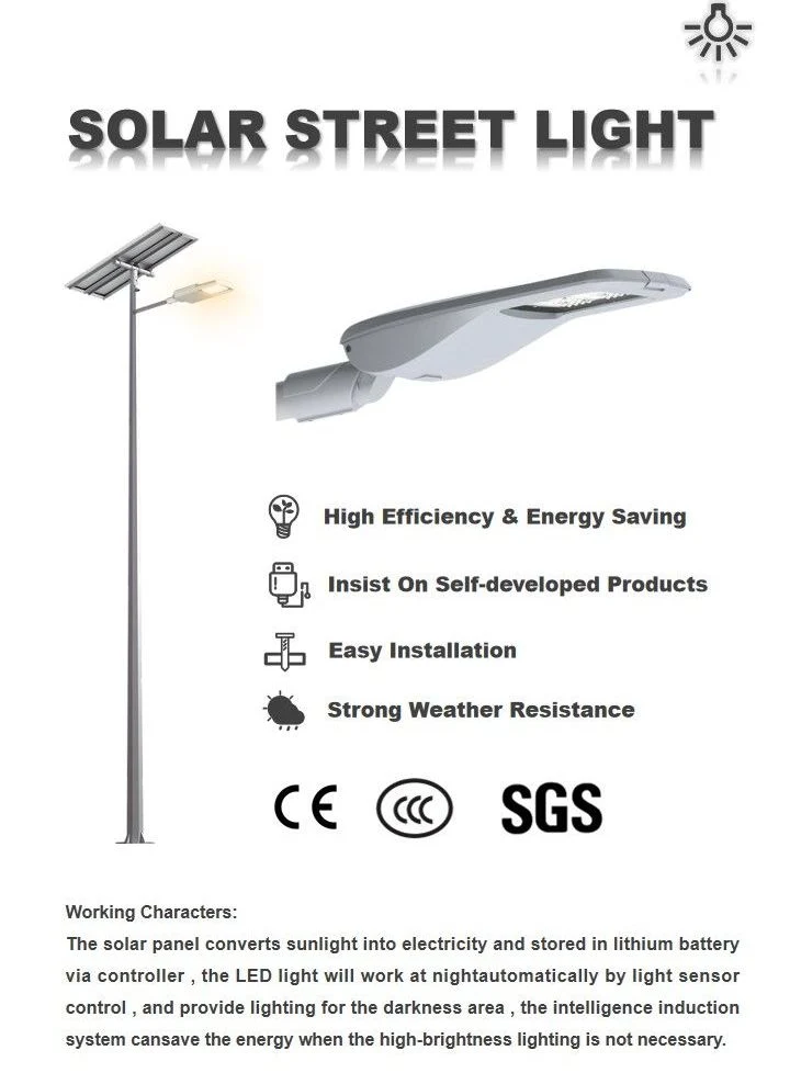 9m 12m 15m Solar LED Street Light Pole for Urban Roads with Solar Panel
