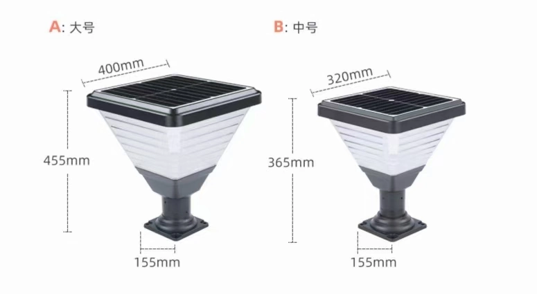 High Lumen LED Lamp Outdoor Pillar Gate Smart 20W Solar Garden Light