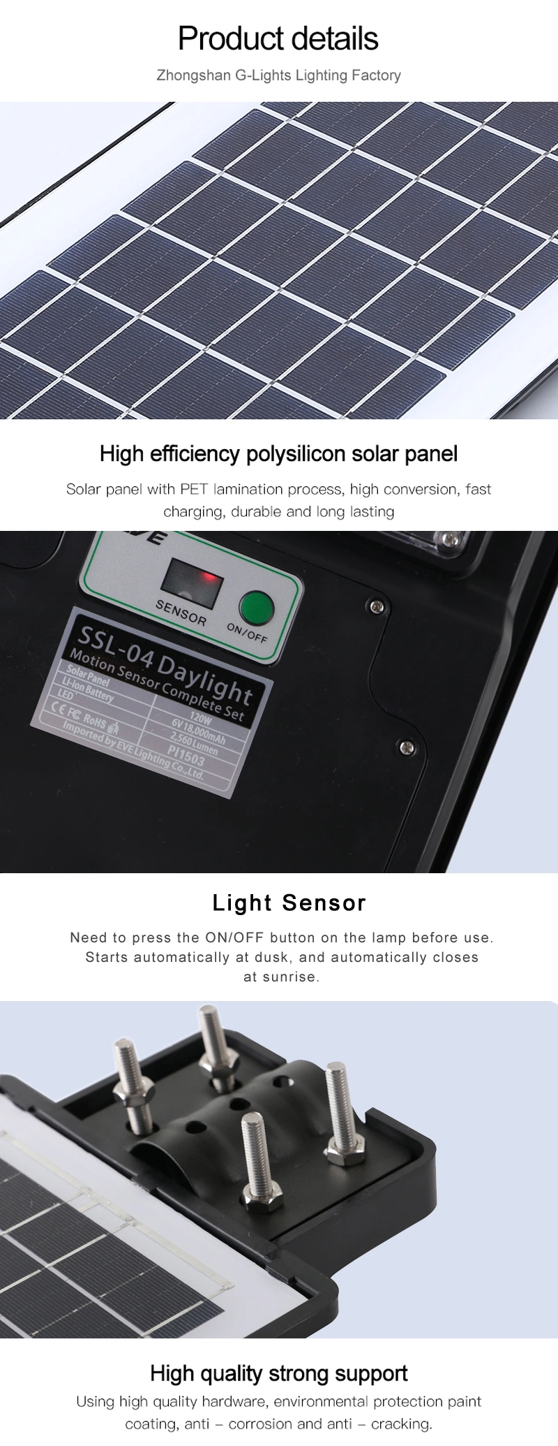 Solar LED Street Light PIR Motion Sensor Smart Remote Control Waterproof Outdoor Security Lighting Wall Lamp