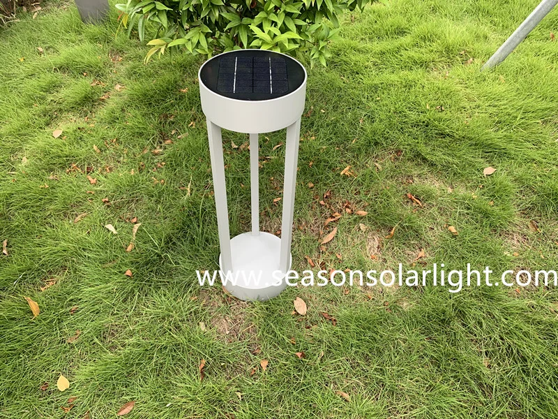 New Round Lighting Solar Energy Outdoor Lighting Garden Bollard Light with Warm+White LED Light