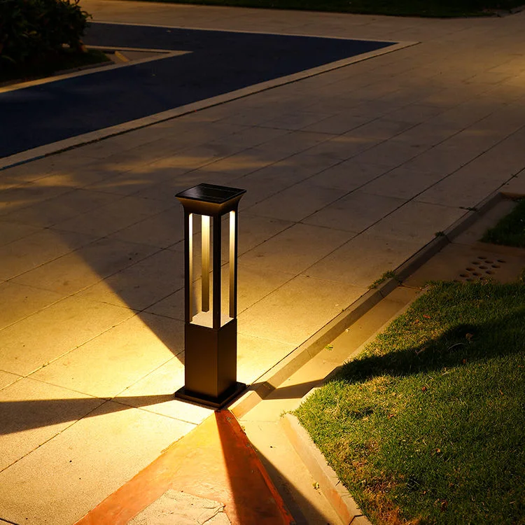 IP65 Waterproof Square Landscape Aluminum Bollard Garden LED Solar Lawn Pillar Lamp