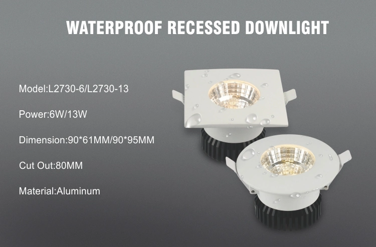 Outdoor Waterproof IP65 COB 6W 13W Recessed Light Bathroom Spotlights