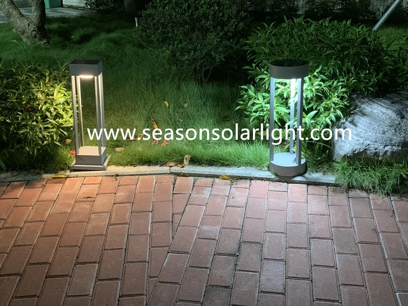 New Round Lighting Solar Energy Outdoor Lighting Garden Bollard Light with Warm+White LED Light