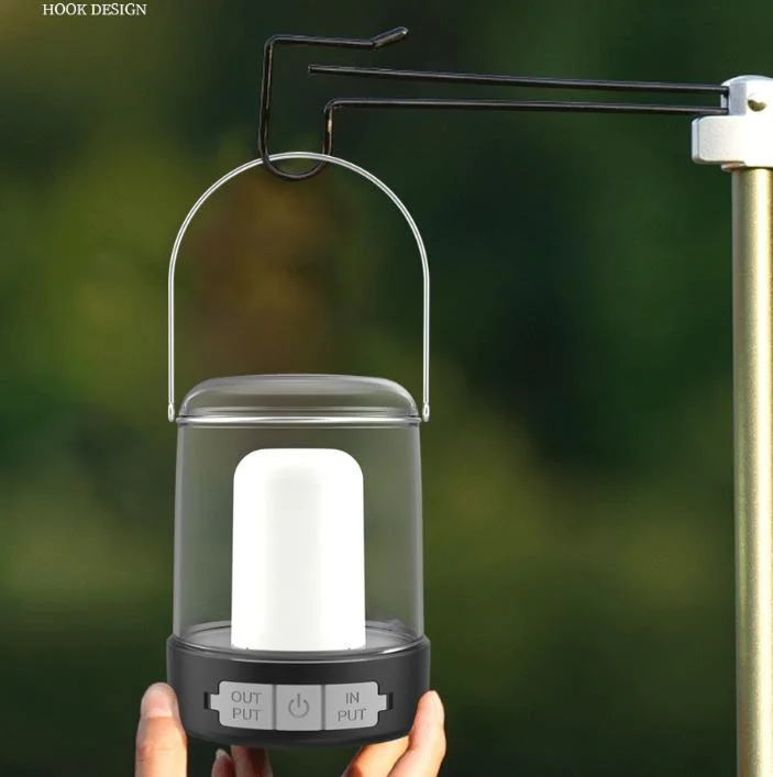 Retro Style Outdoor Decorative SMD LED Lighting Camping Tent Waterproof Hanging Camping Lantern Rechargeable Camping Light with Power Bank for Outdoor