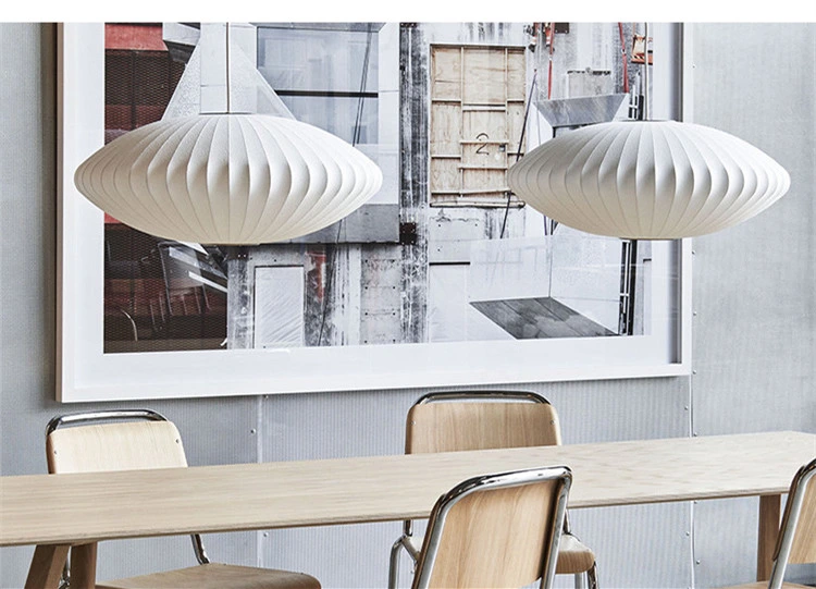 Modern Silk Cloth Pendant Lights Nordic Dining Room Clothing Shop Restaurant Bar Pendant Hanging Lamp Bubble Saucer Suspension