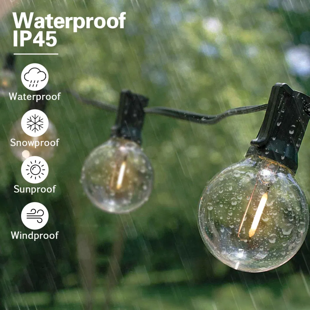 G40 String Lights Solar Powered String Light 27 LED Bulbs Hanging Indoor Outdoor Garden Light