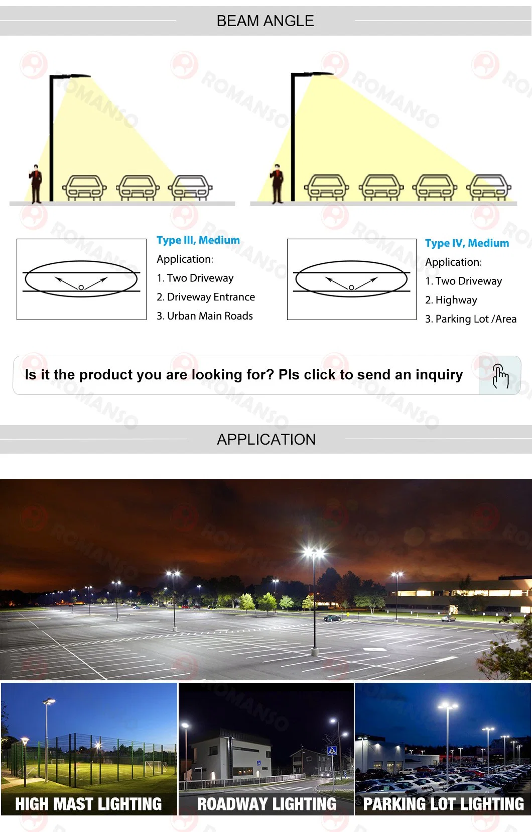 Outdoor Street Area Light Parking Lot 200W 300W LED Street Lighting