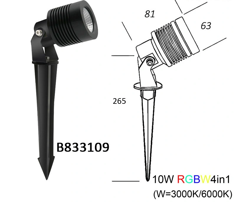 10W RGBW 12 Volt Landscape LED Spike Lights for Garden