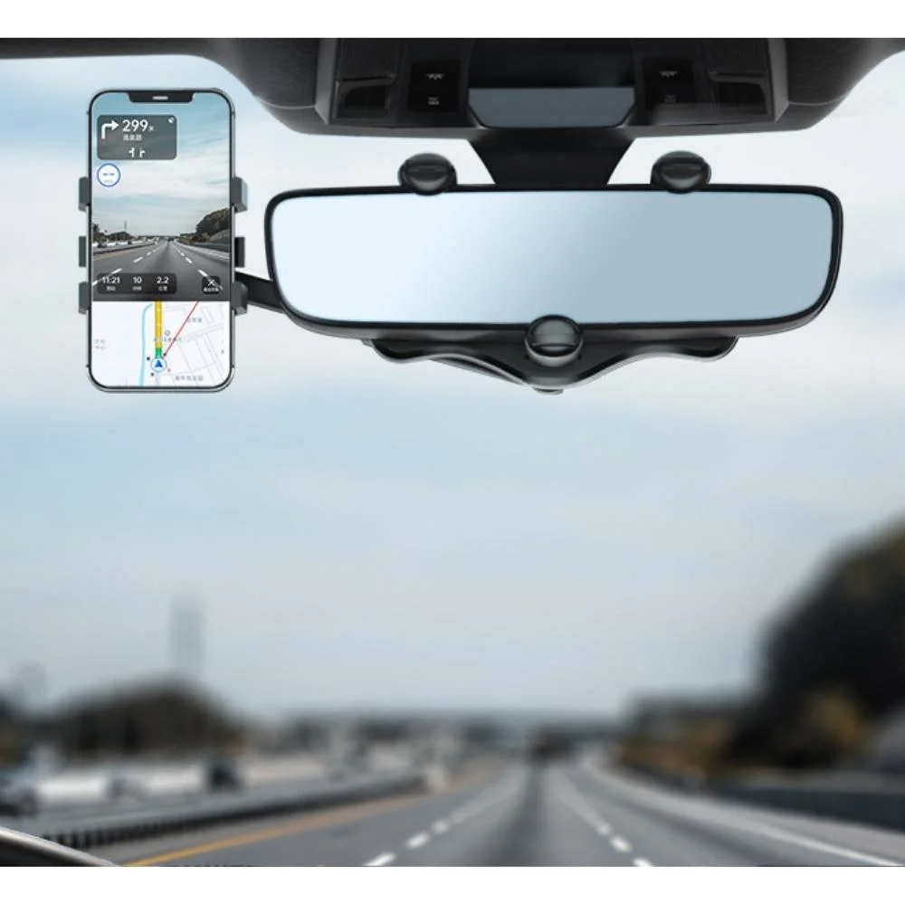 Universal Car Phone Holder 360 Degree Rotatable and Retractable Rearview Mirror Phone Mount Bl20546