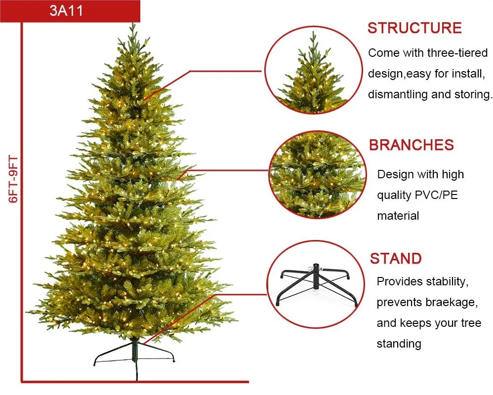 7.5FT Artificial Christmas Tree Hot Sale Giant LED Lights Christmas Accessories Tall Premium Christmas Tree