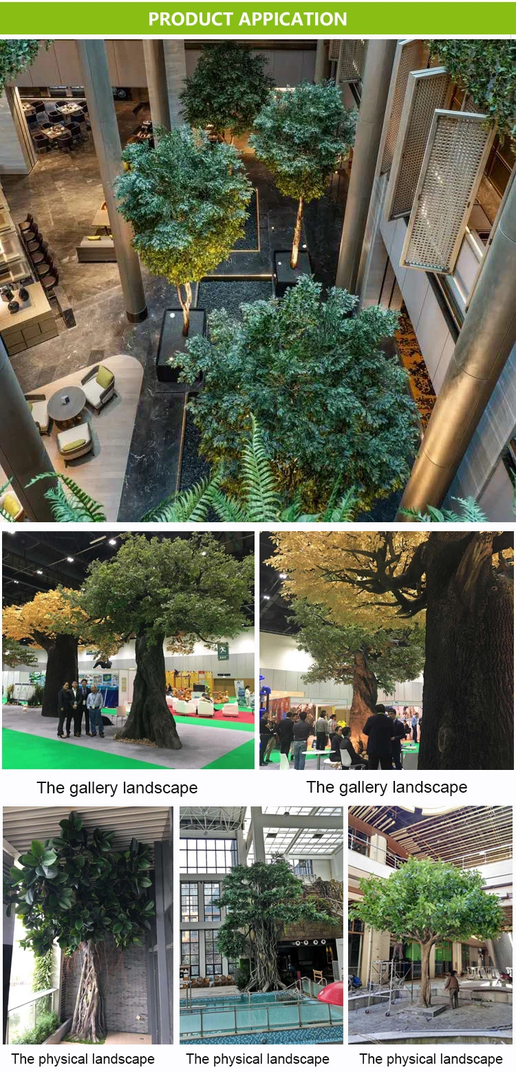 Large Tall Artificial Plastic Green Ficus Tree Plastic Banyan Tree