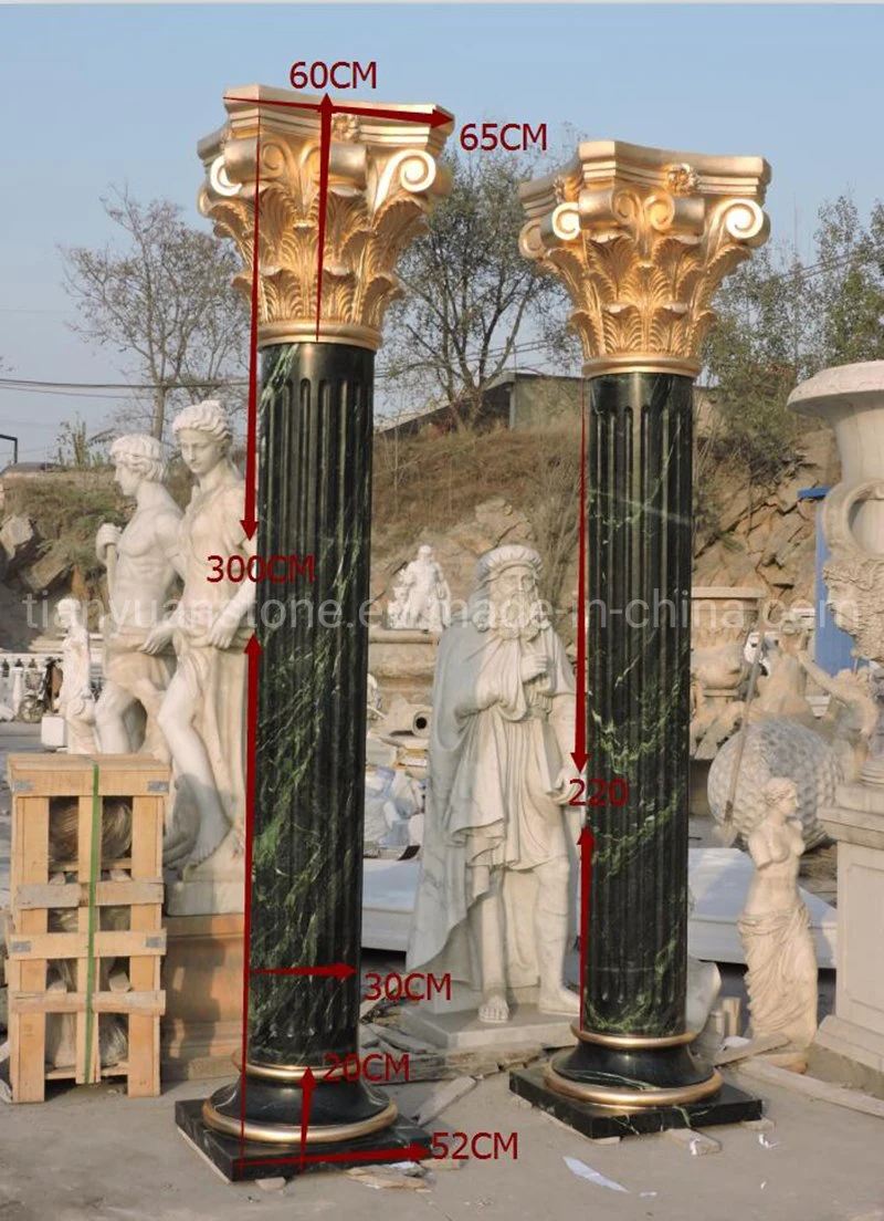 Garden Home Architectural Decorative Carved Stone Roman Pillars Marble Carving Greek Tapered Column for Indoor Outdoor Decoration