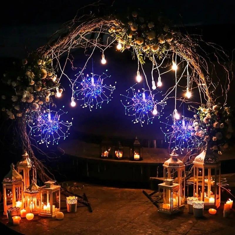 LED Firework Explosion Christmas Hanging Starburst Garden Home Decorative String Lights