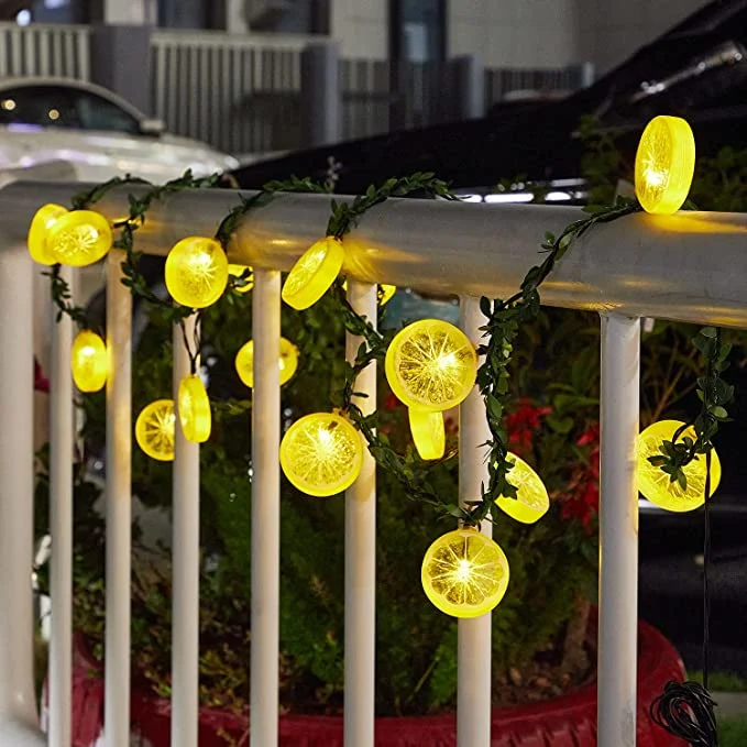 Hkh Novelty Lemon Orange Battery Operated Warm Twinkle Summer Party Garden Home Indoor Fairy String Lights Christmas