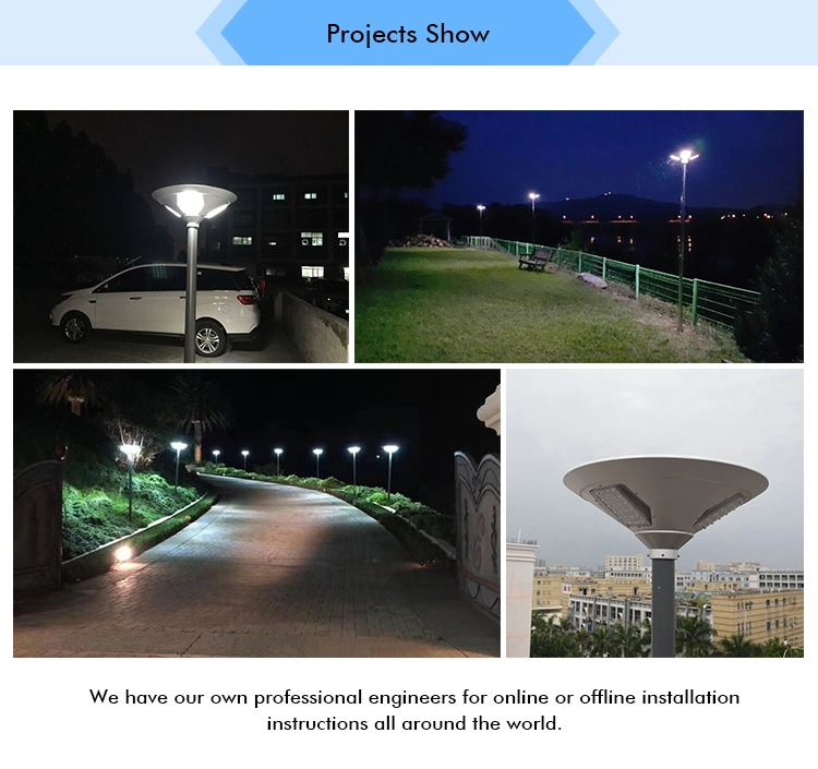 ISO9001 15W 20W 30W 40W UFO All in One Solar Powered Energy Outdoor Garden Road Street Waterproof Park LED Light with Lithium Battery