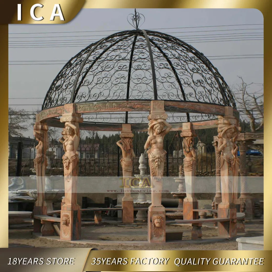 Hot Sale Red Marble Garden Pavilion Gazebo