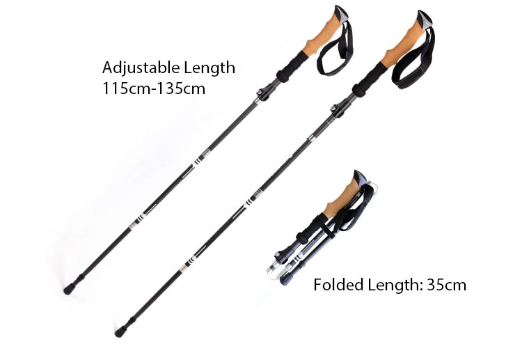 Willest Outdoor Mountain Climbing Black Portable Folding Carbon Fiber Urltra-Light Hiking Pole