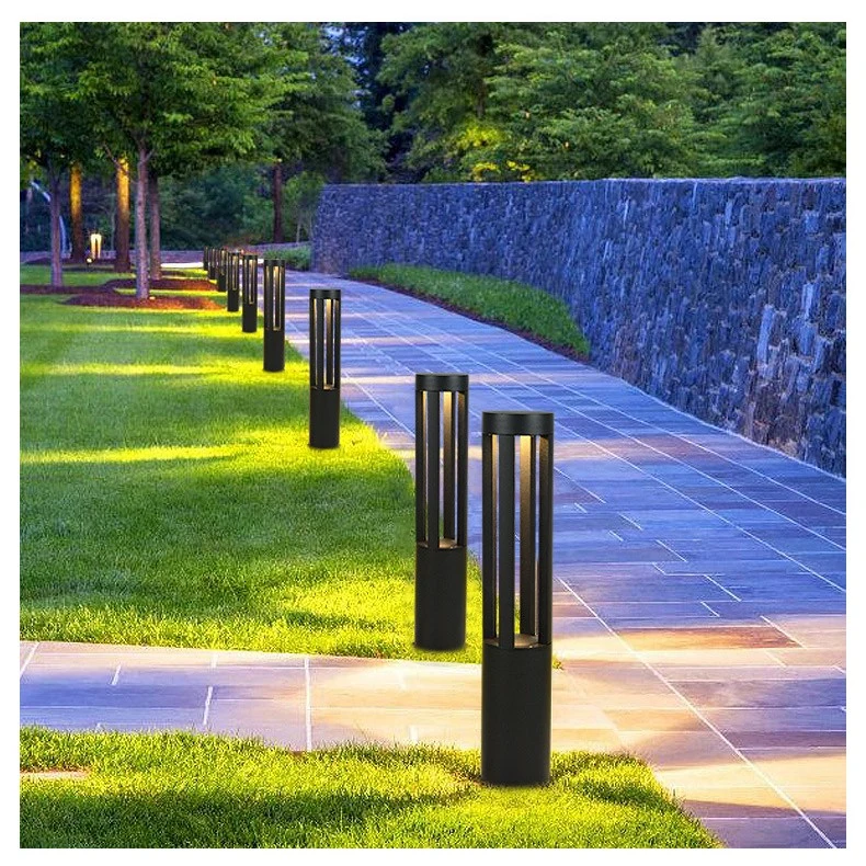 Stand Garden Path Lights Aluminum Landscape Lawn LED Bollard Light for Landscape Yard Round Garden Light