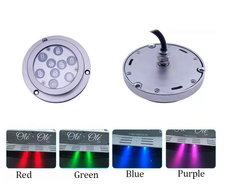 RGB White Blue Round 9 LED 316 Stainless Steel IP68 Marine LED Lights