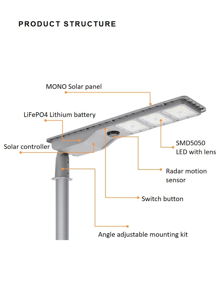 Newskypower Wholesale IP65 Waterproof Outdoor All-in-One 200W Wall Installation Solar Street Lamp