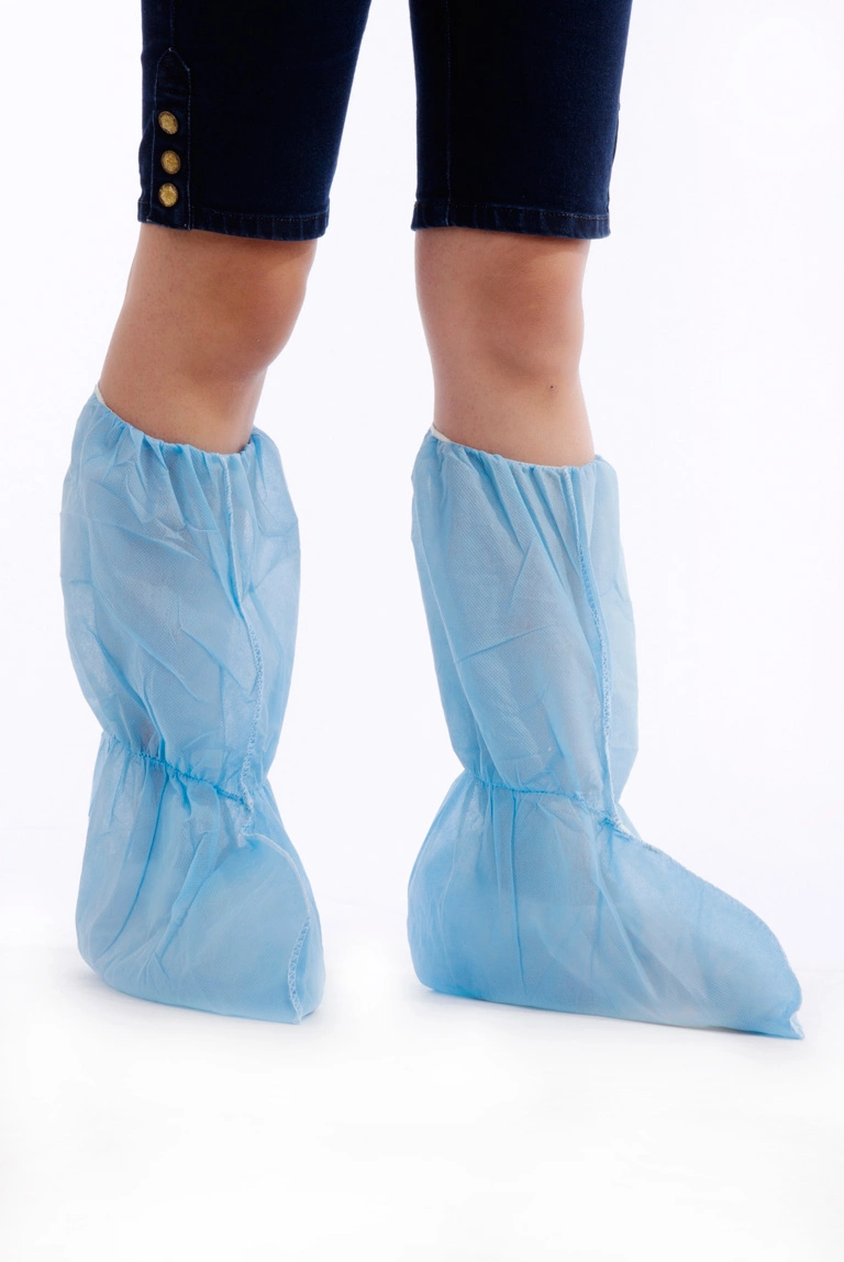 China Producing Disposable Protective Boot Cover with Elastic at Ankle and Opening by Non-Woven