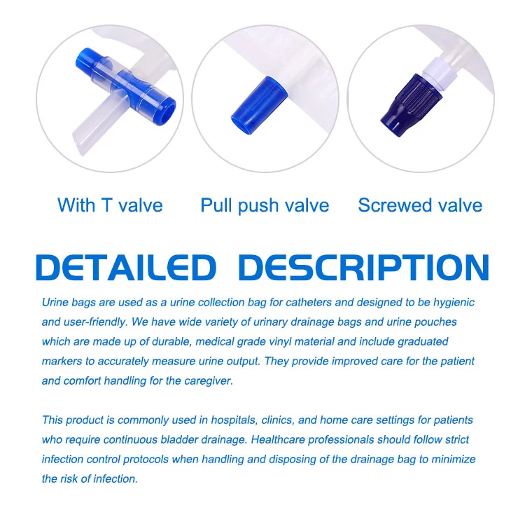 Adult Disposable Urine Bag with Pull Push Valve