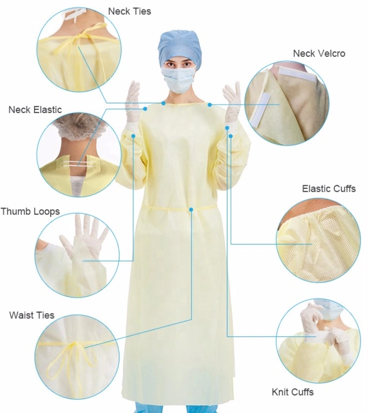 Disposable PP SMS Surgical Gown AAMI Level 1 2 3 4 Dental Medical Isolation Gown