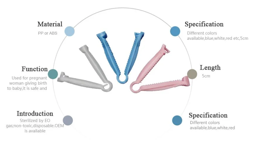 Different Plastic Newborn Baby Adult Disposable Medical Clipper Umbilical Cord Clamp