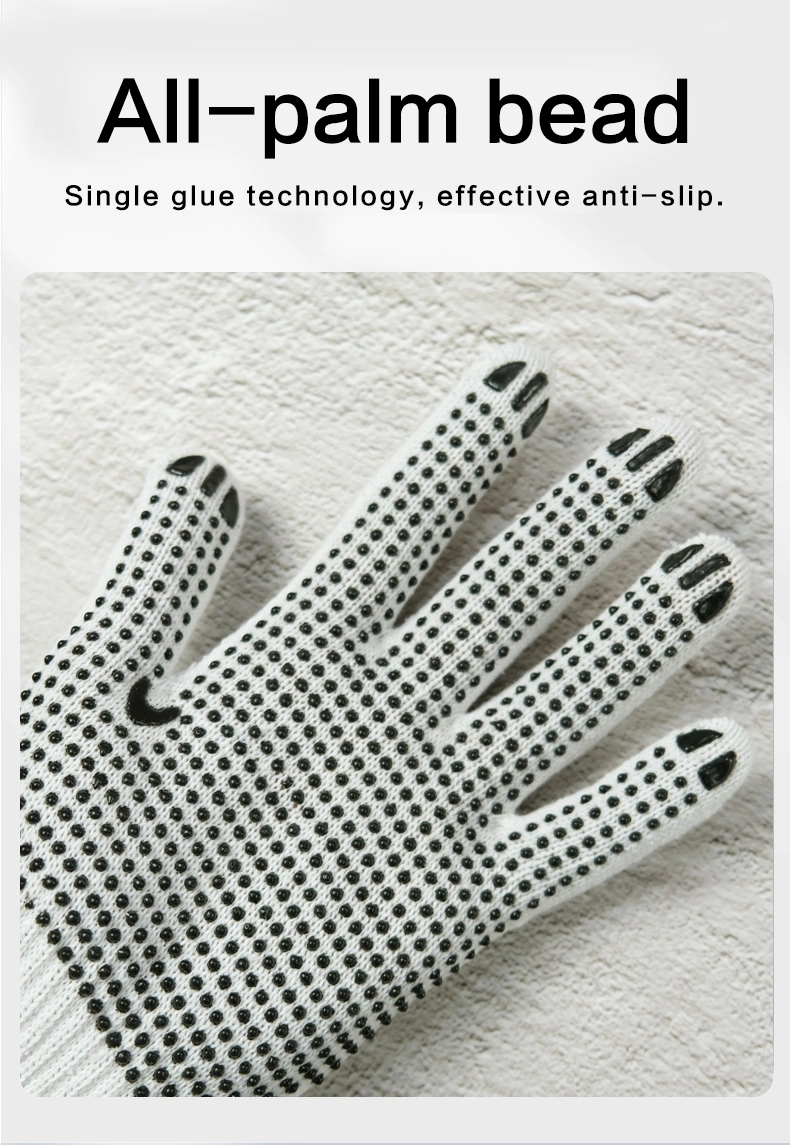 Custom Logo PVC Dotted/Dots Glove Working Guantes Safety Work Cotton Knitted Gloves