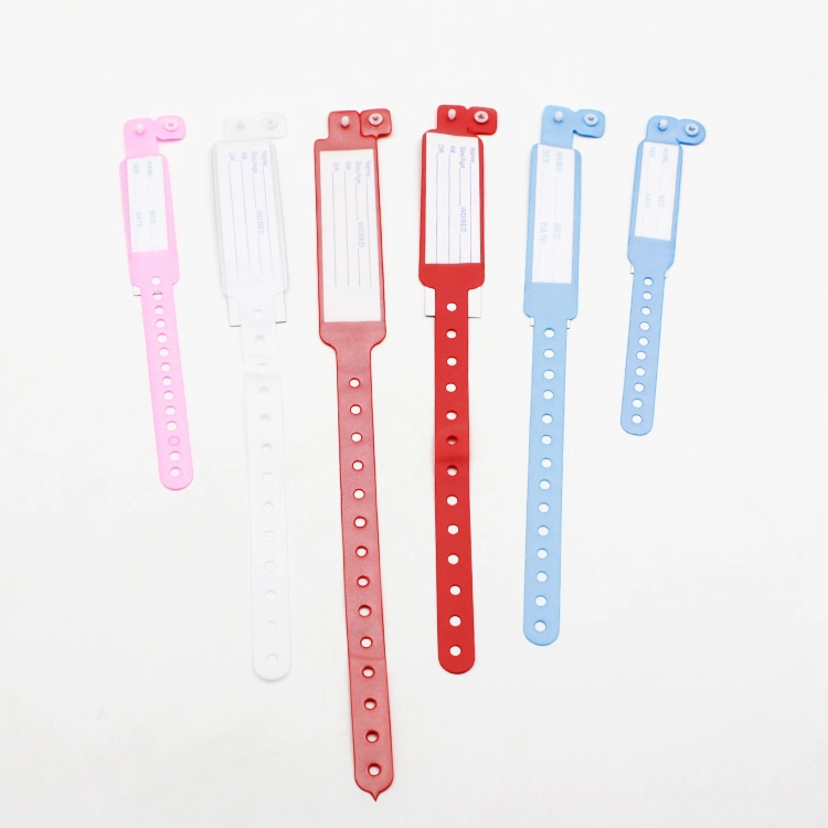 Wholesale Customized Colorful Waterproof PVC Bracelets ID Wristbands Disposable Medical Wristbands for Adult