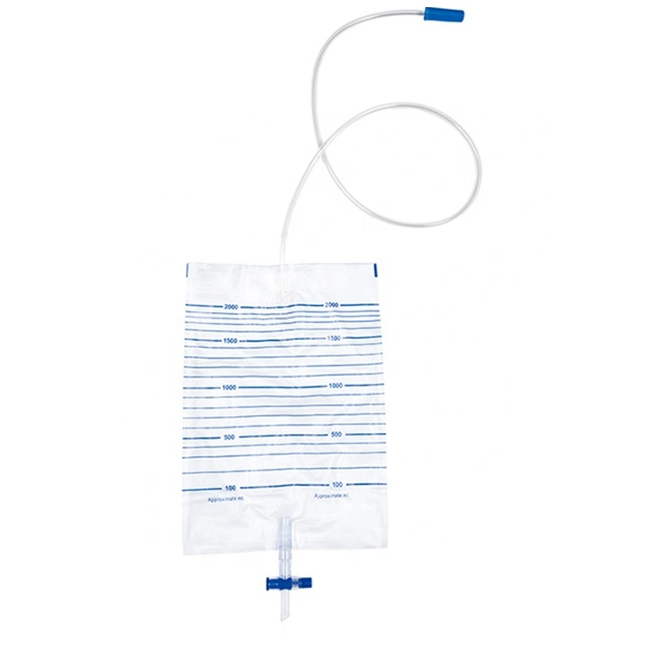 Disposable Medical Equipment 2000ml Urine Bag with Pull-Push Valve