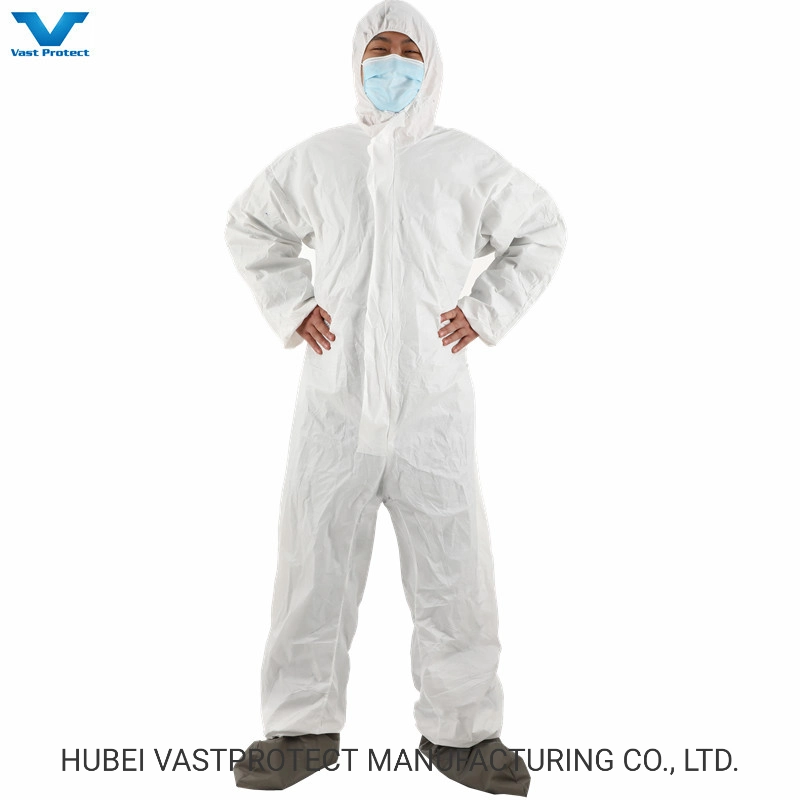 White Disposable PP Nonwoven Polypropylene Coverall