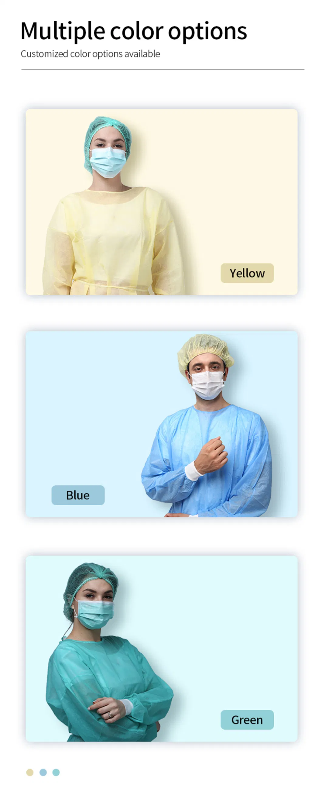 OEM Customized Disposable Non Woven Isolation Gown Elastic Cuff or Knitted Cuff PP SMS Protective clothing Isolation Gown