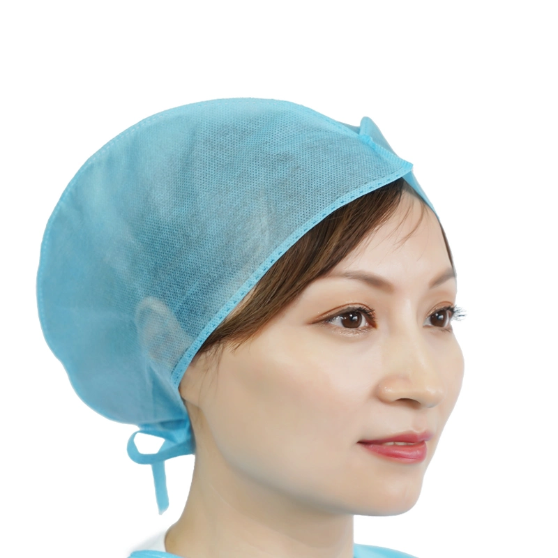 Non Woven Medical Hair Caps PP 25GSM Disposable Hospital Doctor Cap with Elastic Band on Back