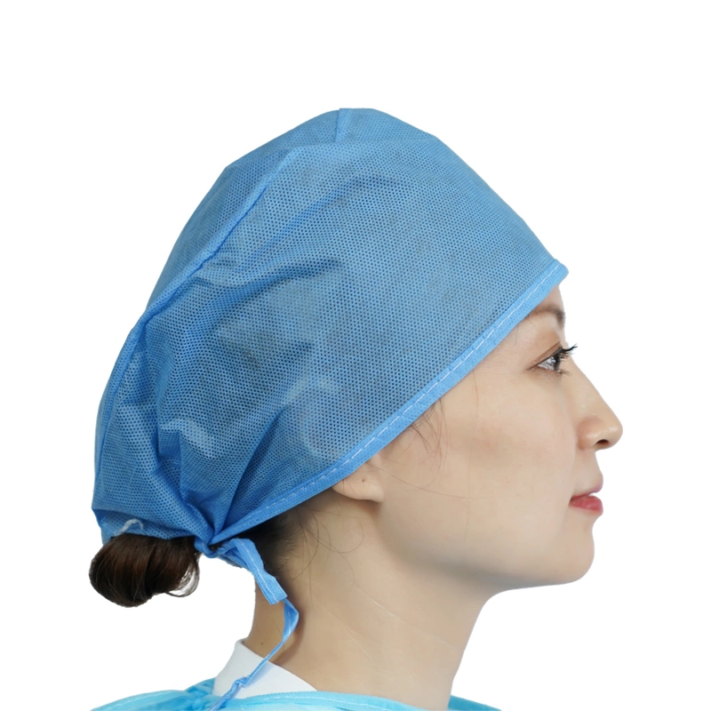 Non Woven Medical Hair Caps PP 25GSM Disposable Hospital Doctor Cap with Elastic Band on Back