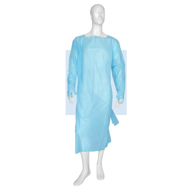 Nonwoven Spunbond PE Coated Blue Disposable Lab Coat