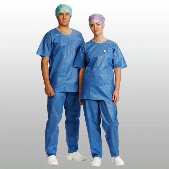 Factory Nonwoven Disposable Medical Consumable Surgical Cloth Nurse Uniform SMS Scrub Suits