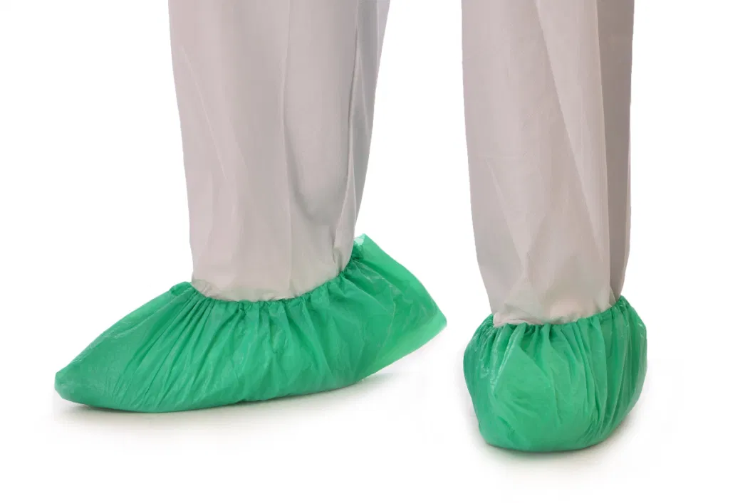 Blue/Green Disposable CPE Plastic Free Size Shoe Cover Handmade or Machine-Made Light-Weight Non-Toxic Medical CPE Shoe Cover