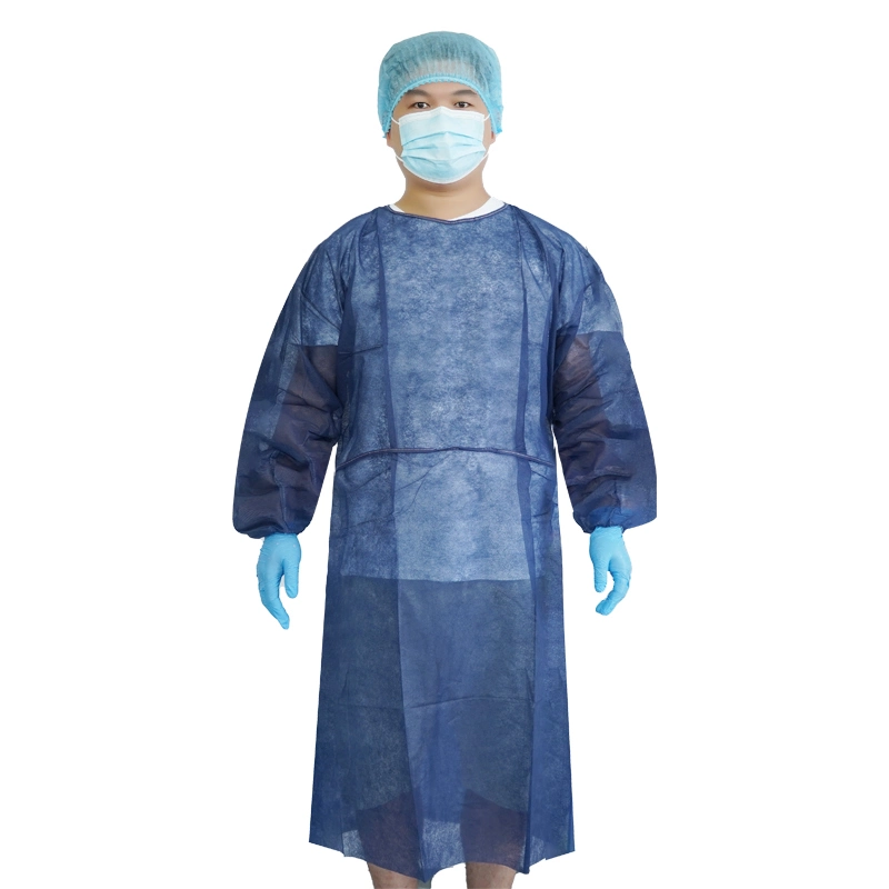 Non-Sterile PP+PE Disposable Universal Isolation Gown 25-40GSM in Stock for Hospital/Clinic/Lab