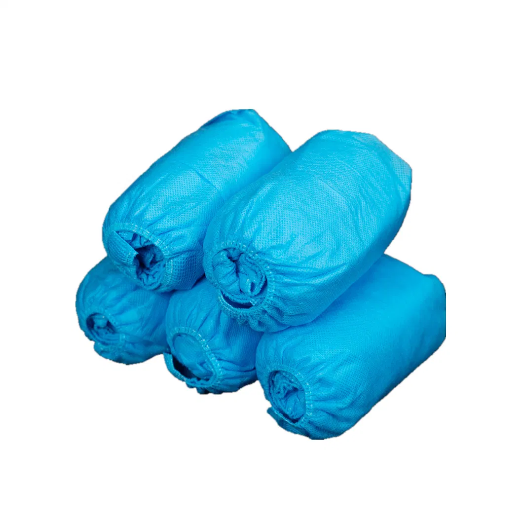 Disposable Medical Use Anti-Bacterial Waterproof Shoe Cover Hospital/Laboratory Use Blue and White PP+CPE Shoe Cover