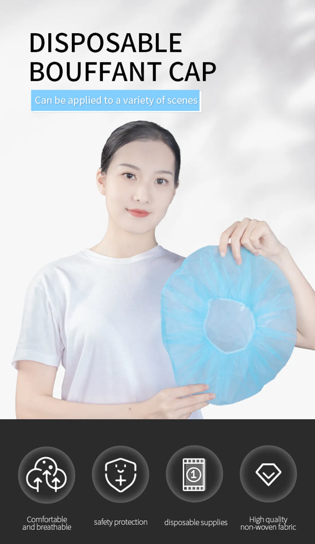 Anti Dust PP Bouffant Cap Non Woven Disposable Hair Net PP Cap