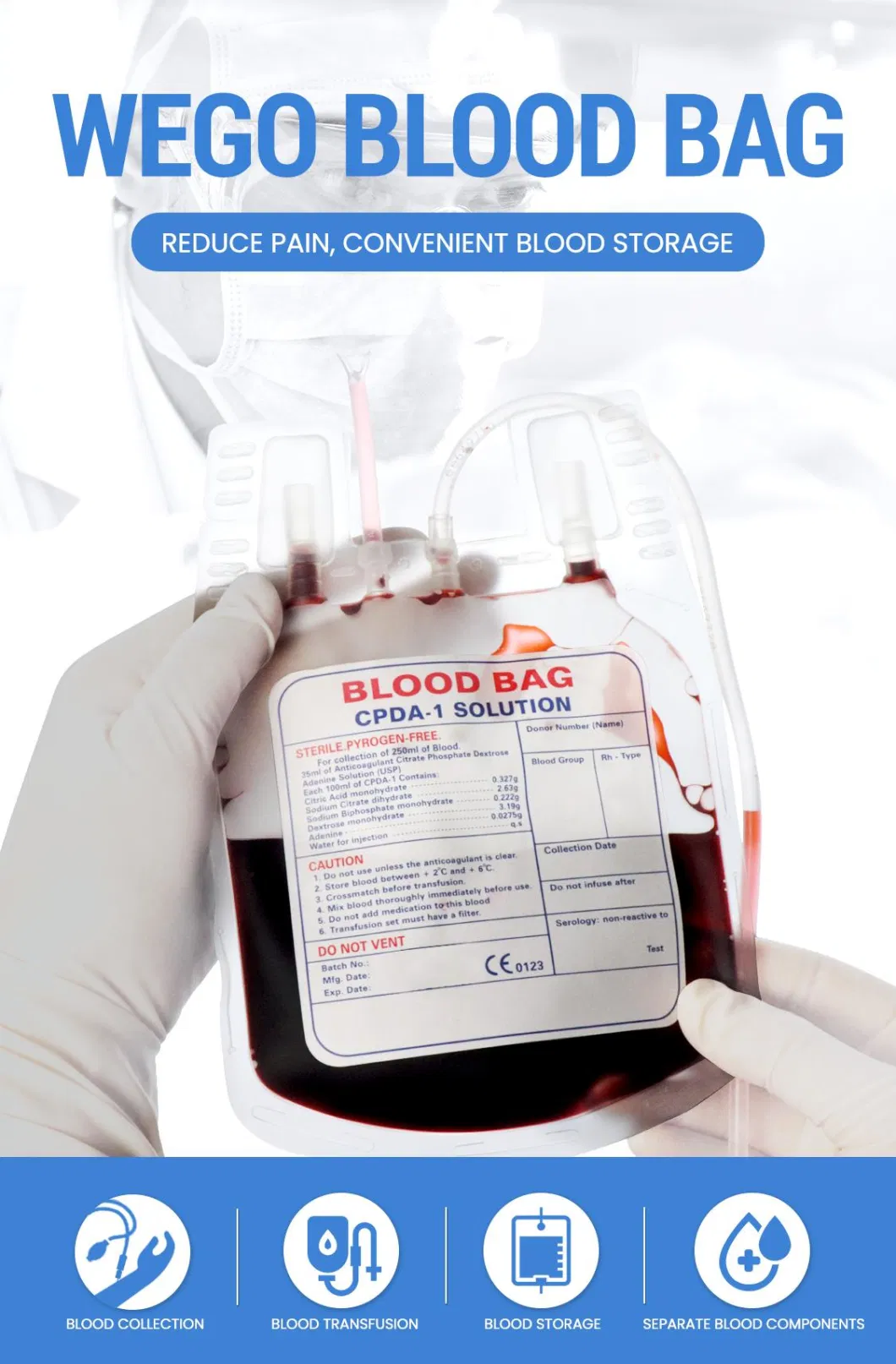 High Quality Low Price Single Plastic Medical Disposable Blood Bag Manufacturer