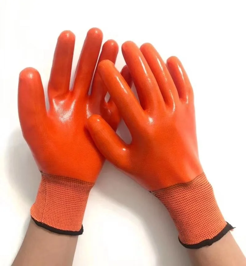 PVC Coated Gloves Liner Orange String Knitted Working Gloves Labor Glove